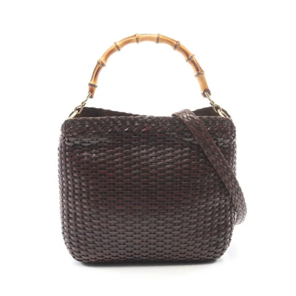 Gucci Bamboo Handbag Leather Brown